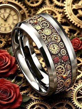 NEW Mens Womens STEAMPUNK GEAR CLOCK Ring Sz 11
